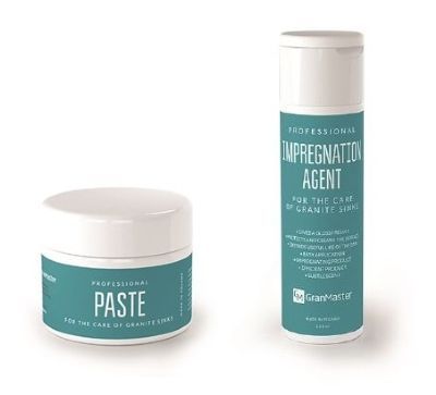 GRANMASTER CLEANING CARE PACKAGE for GRANITE/QUARTZ SINKS (50ml impregnation agent/50ml paste), GRA997